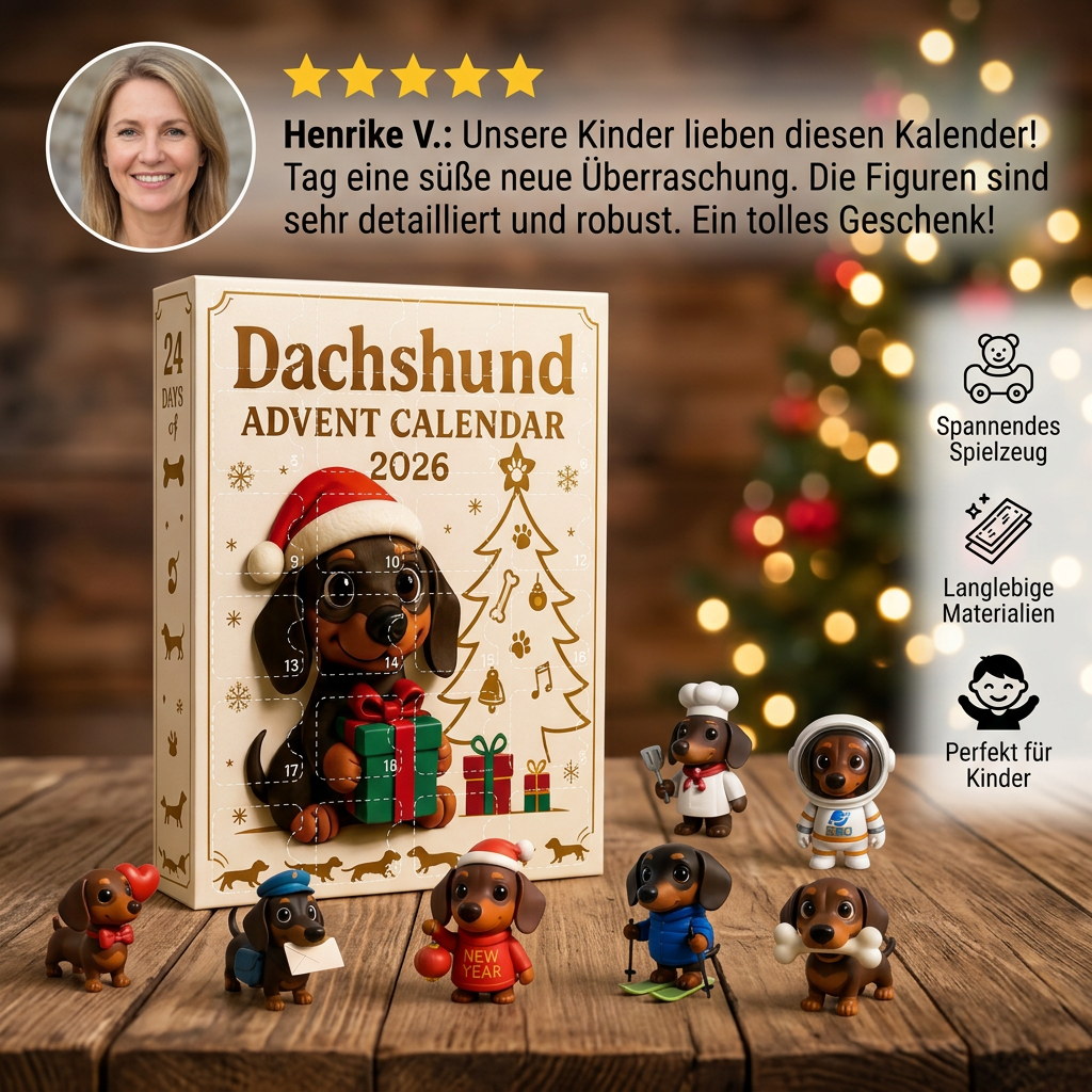 24-Tage Dackel-Adventskalender mit Überraschungsfiguren