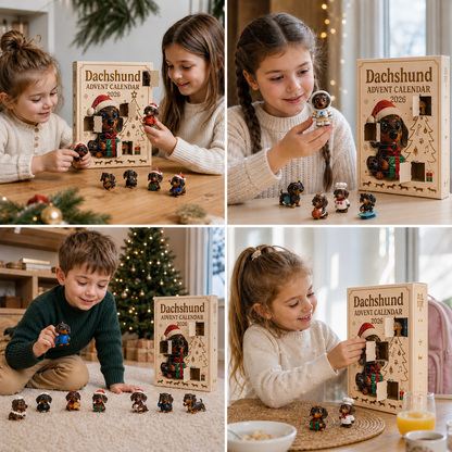 24-Tage Dackel-Adventskalender mit Überraschungsfiguren
