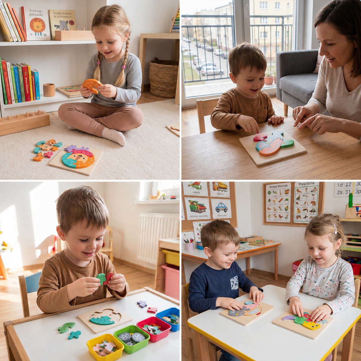 Kinderpuzzle mit Tieren und Fahrzeugen