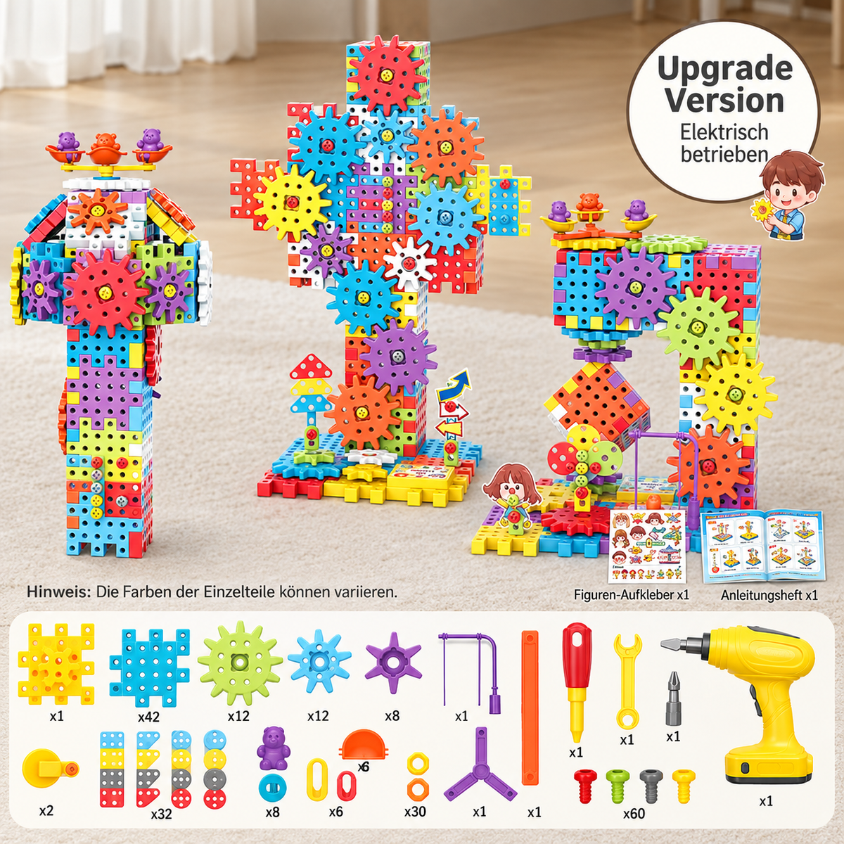 Montessori 3D-Zahnrad- und Puzzlebausteine