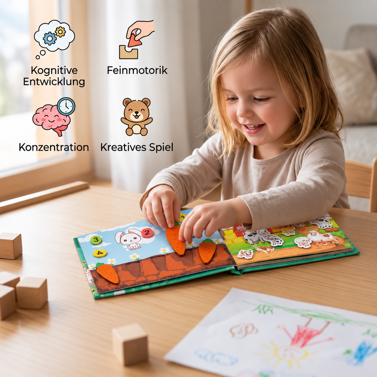 Montessori Sticker-Buch für Kinder – Wiederverwendbares Lern- & Beschäftigunsbuch
