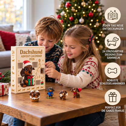 24-Tage Dackel-Adventskalender mit Überraschungsfiguren