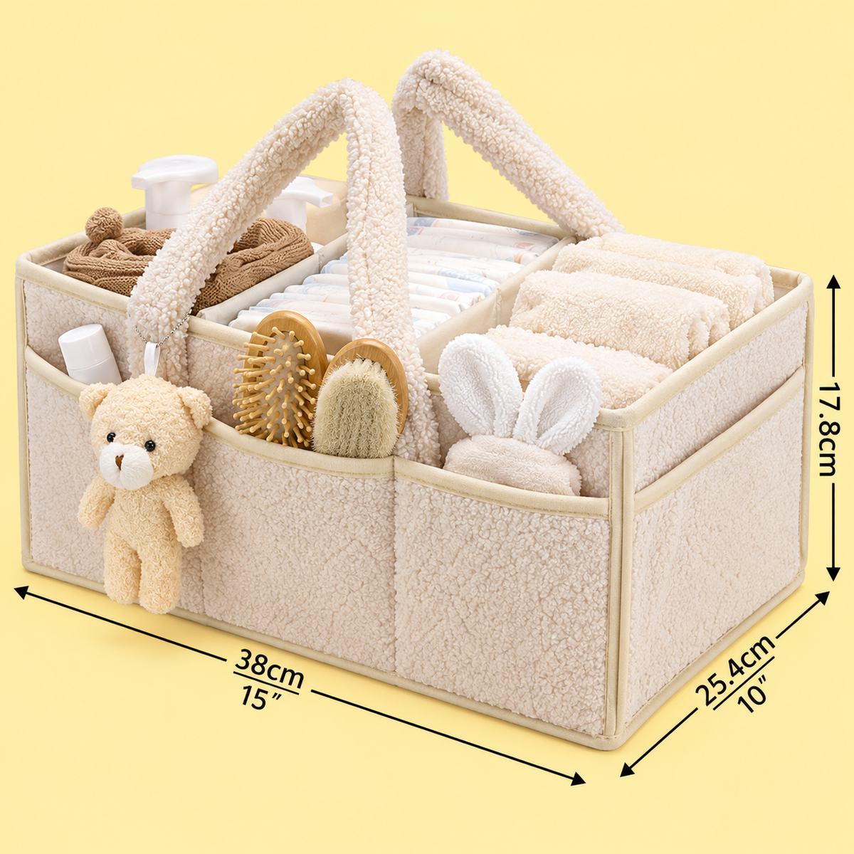 Plüschige Sherpa-Windel-Aufbewahrungsbox – Organizer-Korb fürs Kinderzimmer & den Wickeltisch
