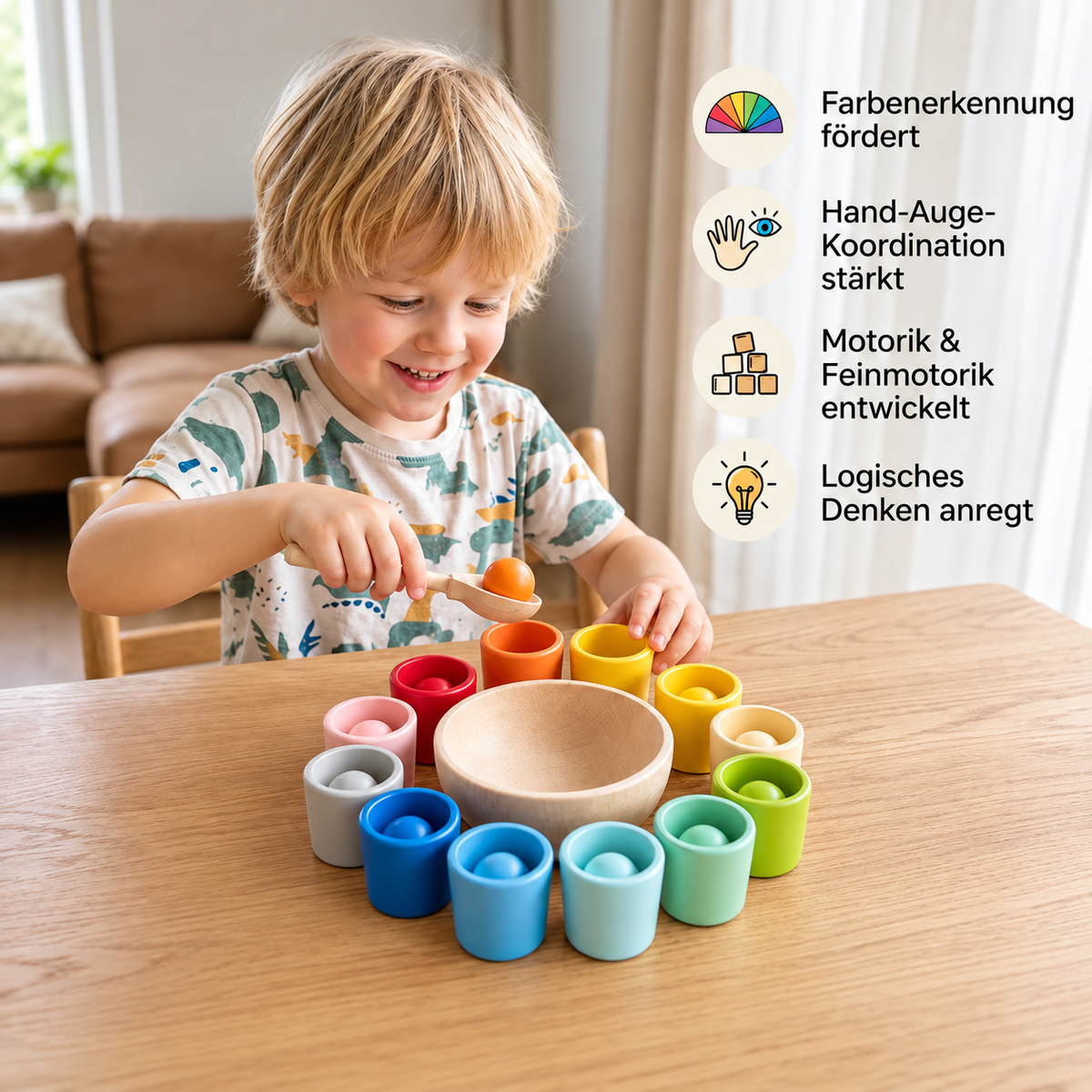 Montessori Holz-Sortierset zur Farbenerkennung