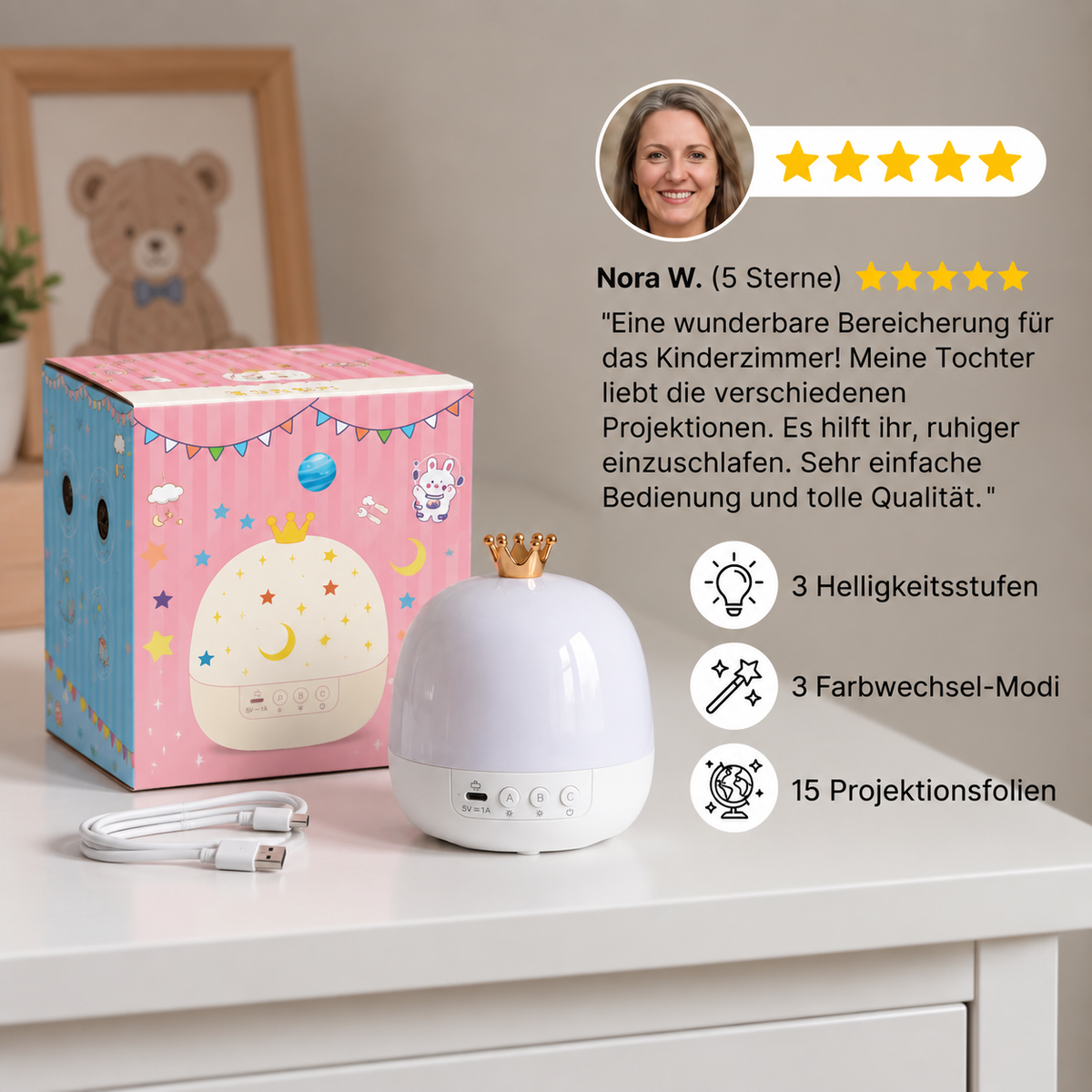 2-in-1-Nachtlicht und Projektor für Kinder