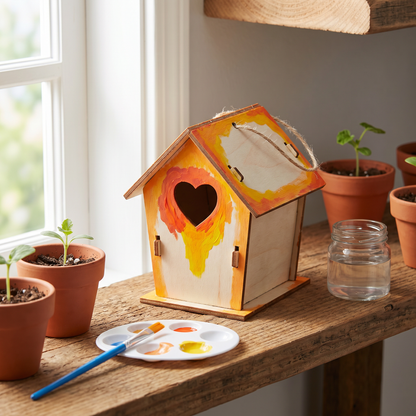 Buntes Vogelhaus Bastel- & Malset für Kinder