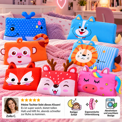 Beruhigendes ergonomisches Kinderkissen mit Tiermotiv-Kissenbezug