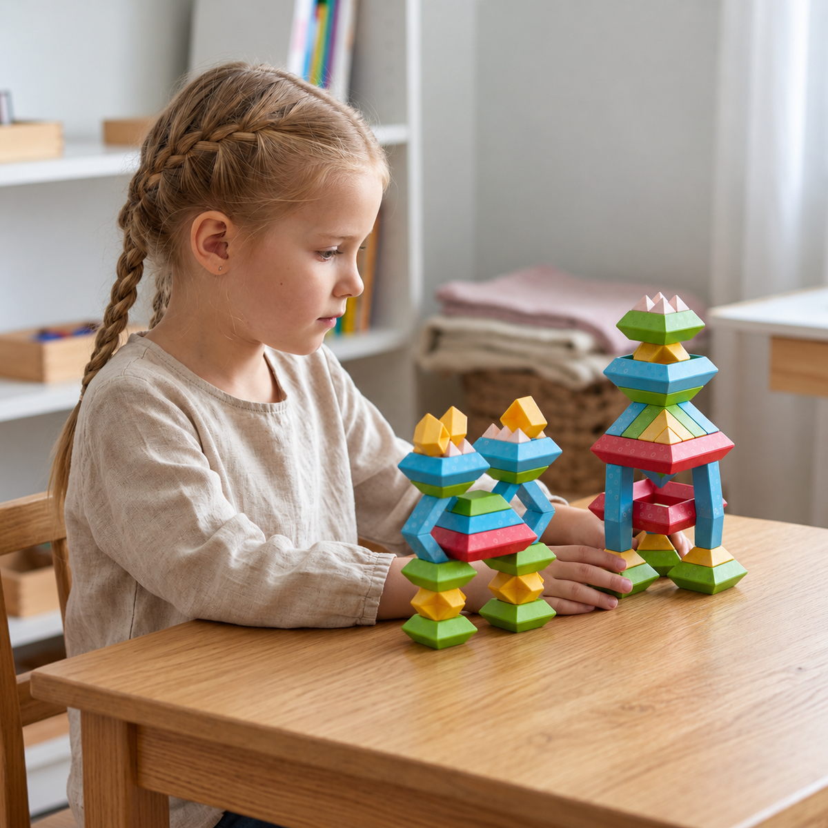 Kinderfreundliche Montessori-Stapelsteine
