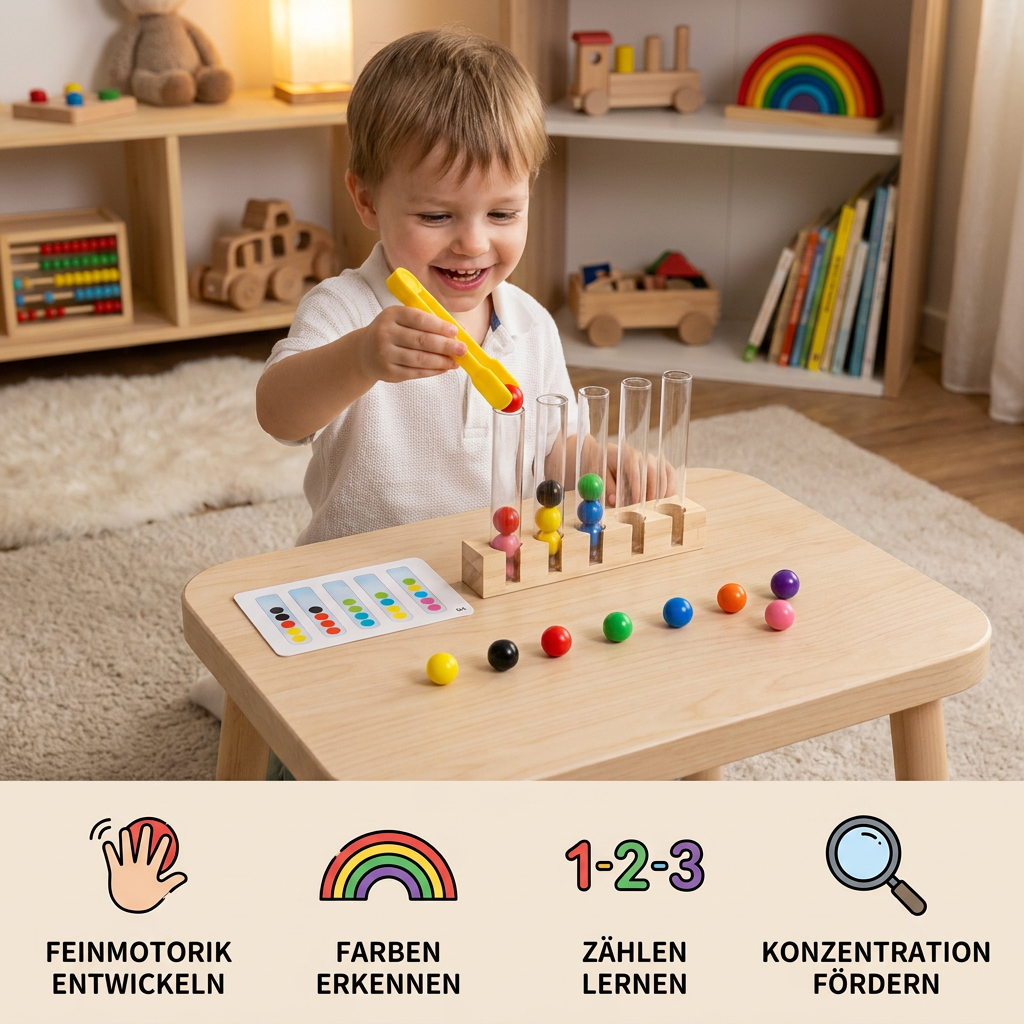 Montessori Reagenzglas Farben und Zahlen Spiel- und Lernset