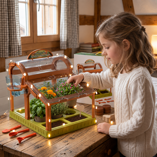LED Kinder-Gewächshaus aus Acryl – Indoor Pflanzset für spielerisches Lernen & Pflanzenzucht