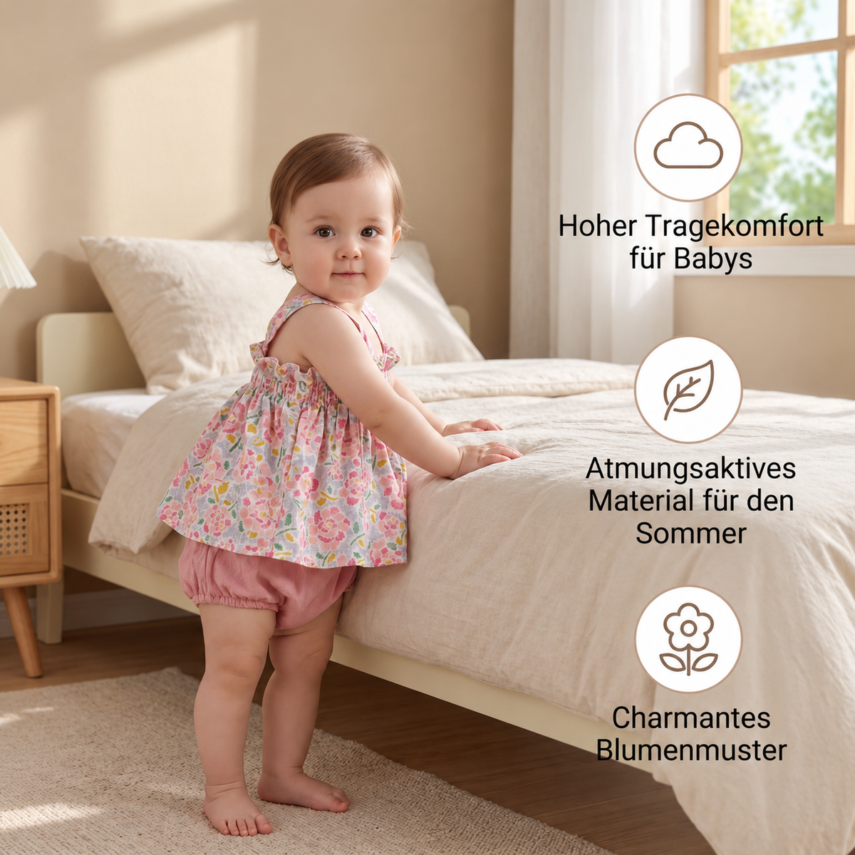 Sommerliches 2-teiliges Baby-Mädchen Set – Kariertes Trägerkleid mit passendem Höschen