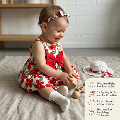 Sommerliches Trägerkleid Set für Baby- & Kleinkinder – Ärmelloses Kleid mit Schleife und Hut