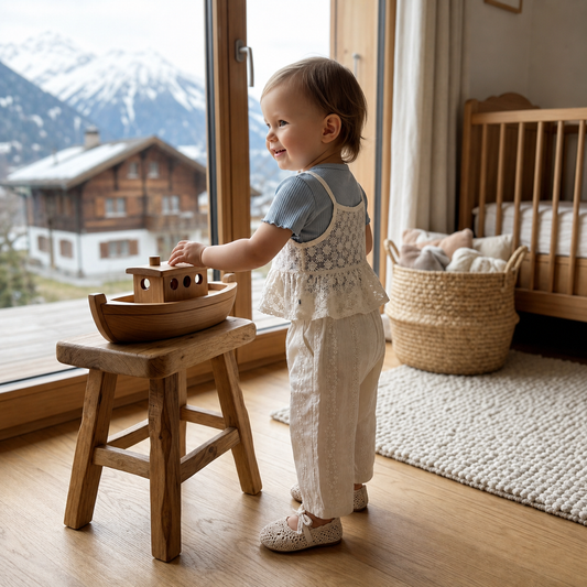 Süßes 3-teiliges Baby-Mädchen Set für Frühling & Sommer – Kurzarm Oberteil mit Spitze, Hose & Outfit