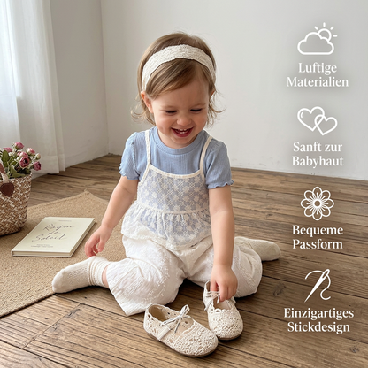Süßes 3-teiliges Baby-Mädchen Set für Frühling & Sommer – Kurzarm Oberteil mit Spitze, Hose & Outfit