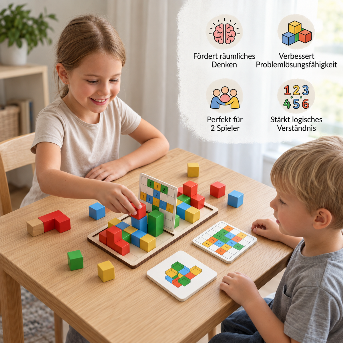 3D-Puzzle-Spiel mit Bausteinen zum Farbabgleich
