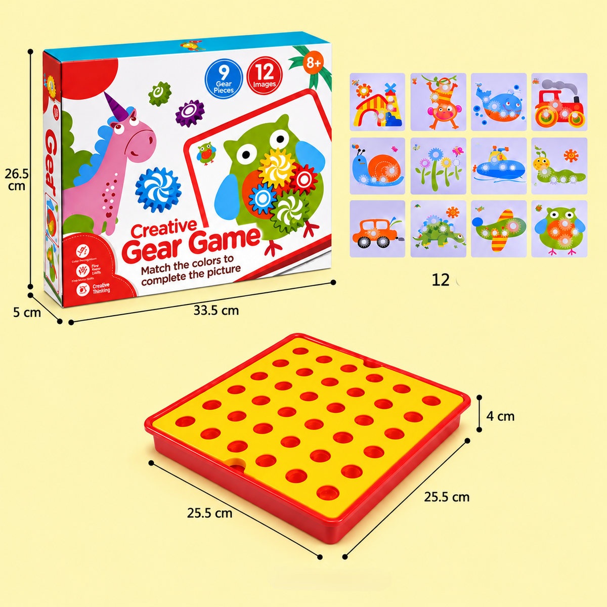 Kreative Zahnrad-Puzzle-Reisebox mit Aktivitätskarten für Kinder