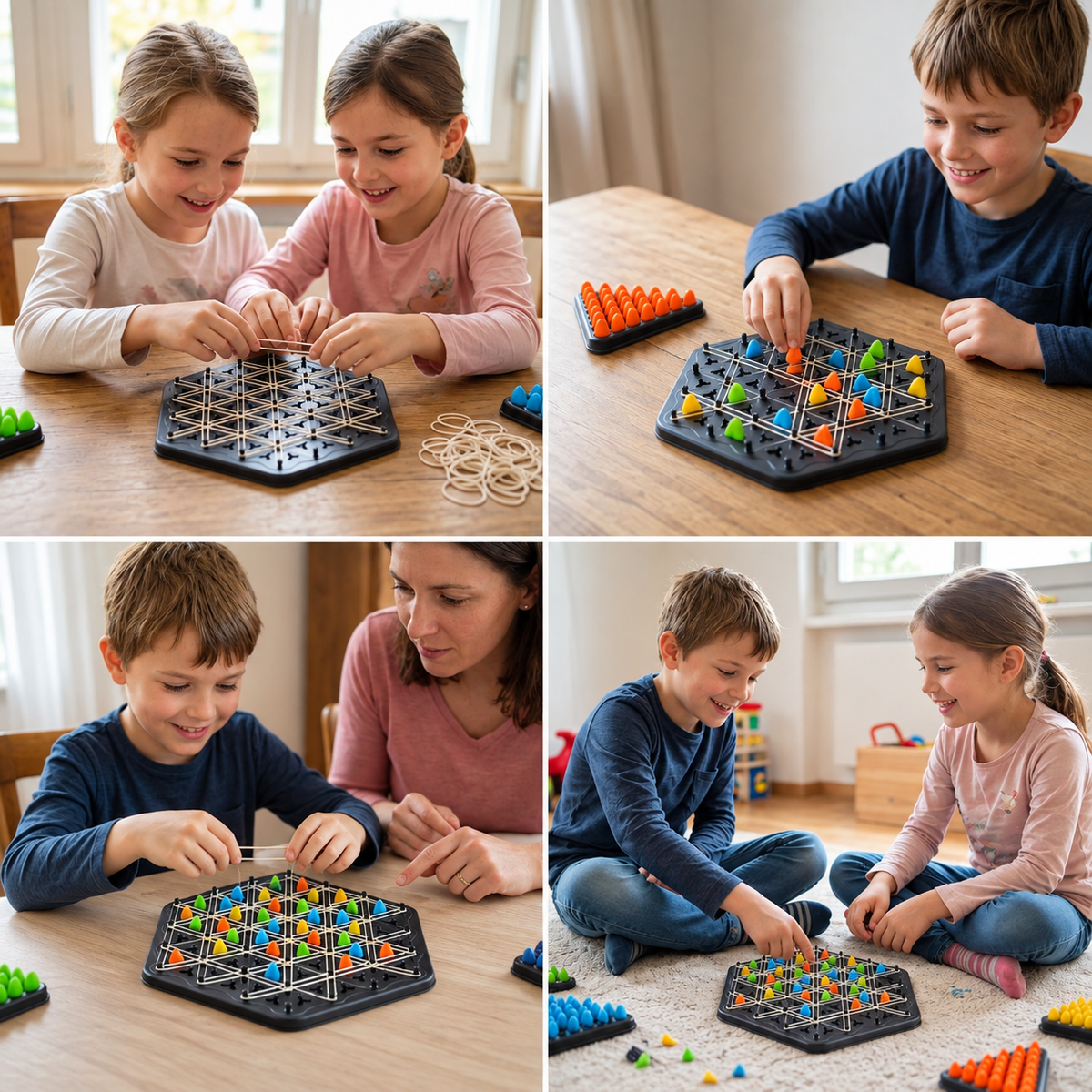 Rubber band triangle cAGummiband-Dreiecksspiel – Strategisches Familienspiel für Groß und Kleinhess family game