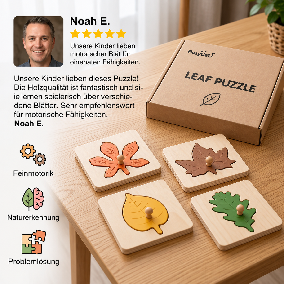 Montessori-Blätter-Puzzle aus Holz
