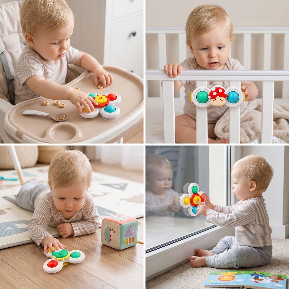 Niedliches Saugnapf-Spielzeug für Babys im 3er-Set