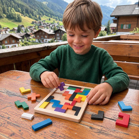 Pädagogisches Holz-Tangram-Puzzle – Buntes Montessori-Lernspielzeug für Kinder