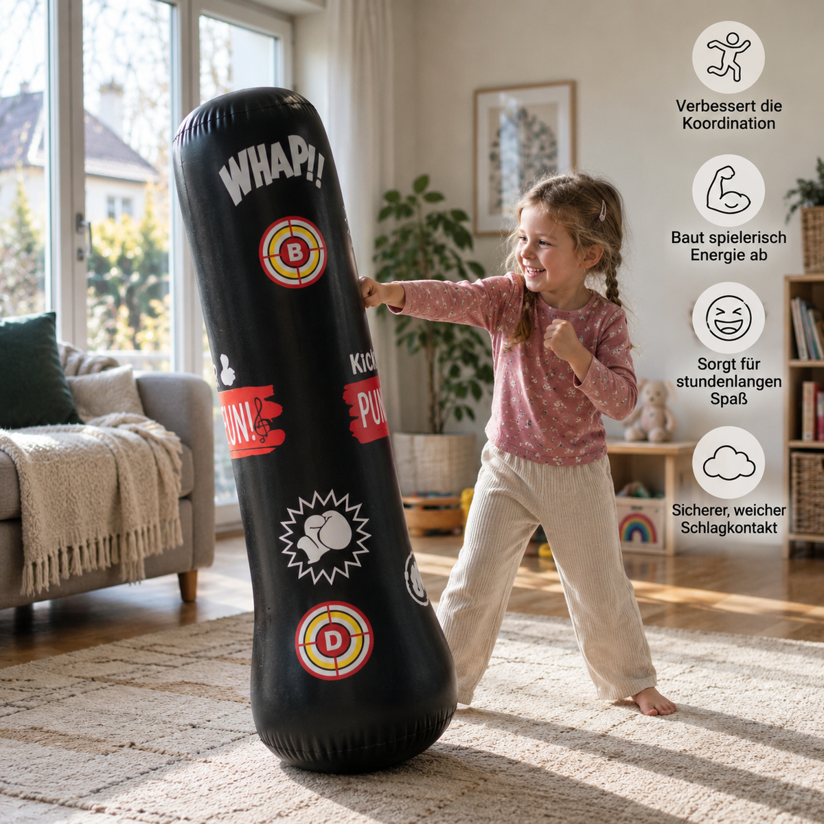 Aufblasbarer Boxsack für Kinder mit Wasserbasis