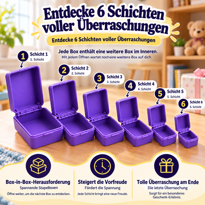 Lustige Überraschungs-Geschenkbox mit mehreren Schachteln