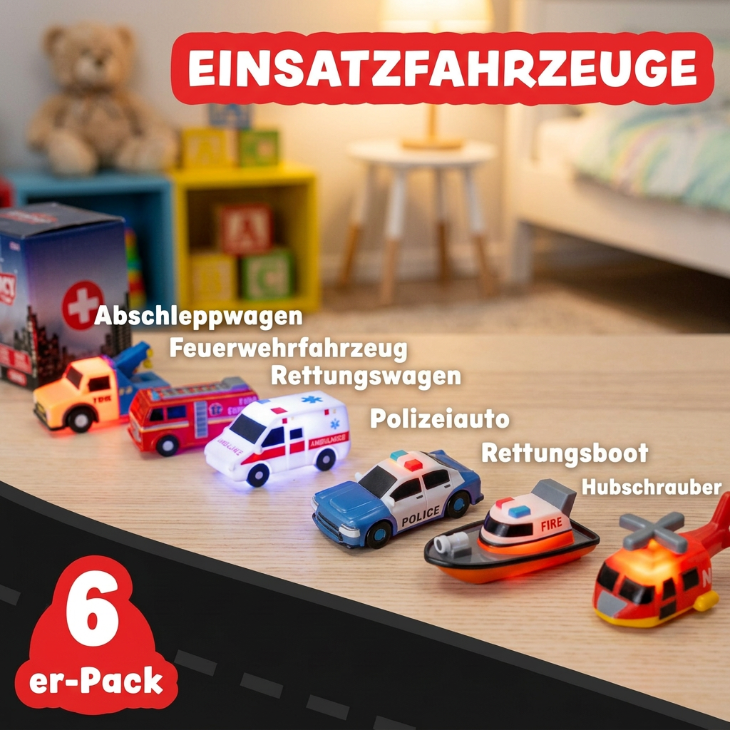 6er-Pack farbwechselnde Einsatzfahrzeug-Badespielzeuge für Babys & Kleinkinder