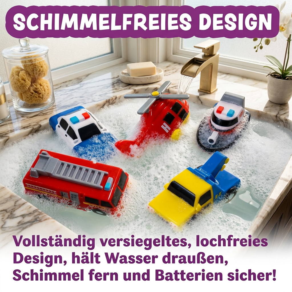 6er-Pack farbwechselnde Einsatzfahrzeug-Badespielzeuge für Babys & Kleinkinder