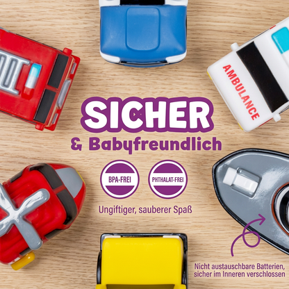 6er-Pack farbwechselnde Einsatzfahrzeug-Badespielzeuge für Babys & Kleinkinder