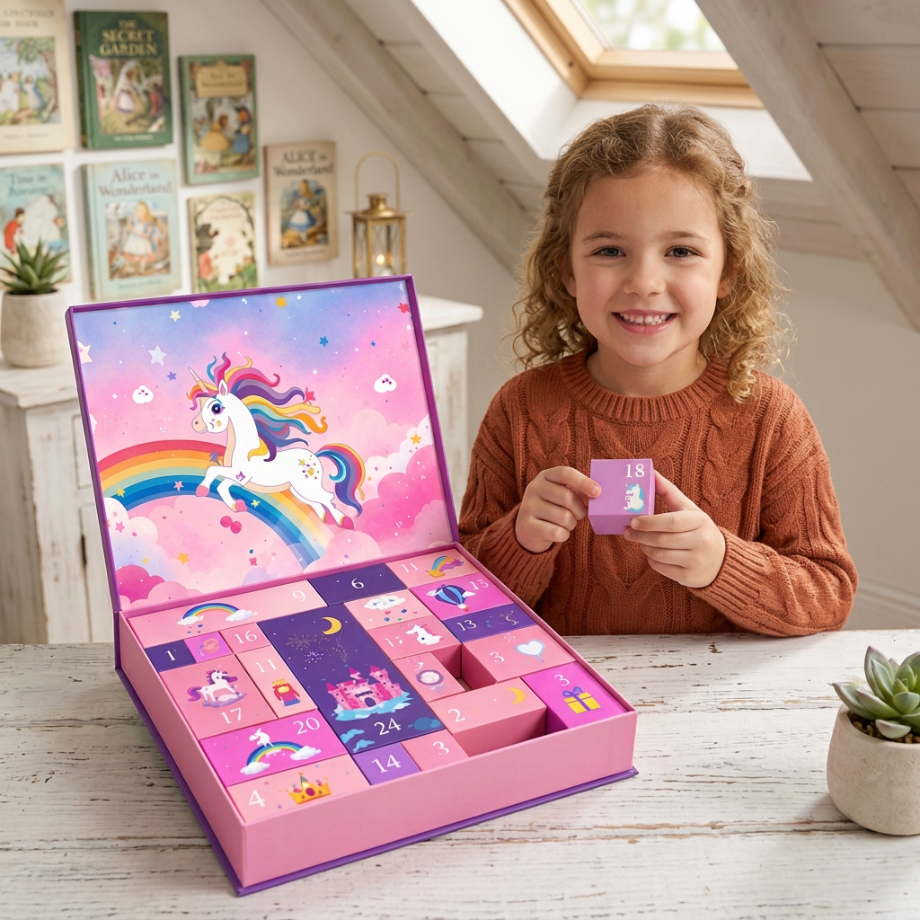 24-Tage-Einhorn-Adventskalender mit Haaraccessoires, Stickern & Überraschungsgeschenken