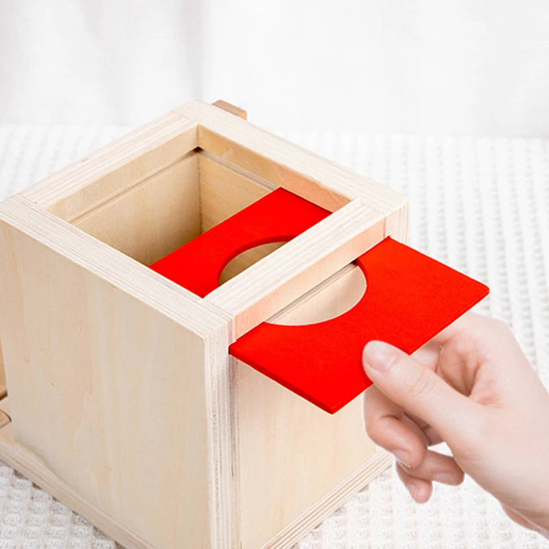 Montessori-Holzspielbox mit Aufgaben- und Lösungskarten