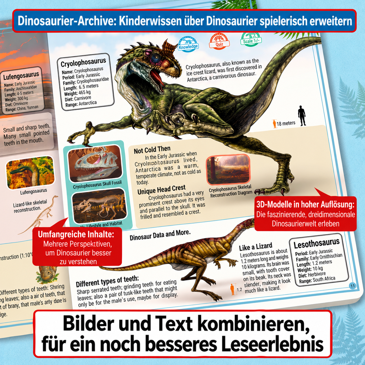 Interaktives sprechendes Dinosaurier-Enzyklopädie-Buch