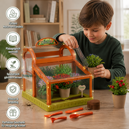 LED Kinder-Gewächshaus aus Acryl – Indoor Pflanzset für spielerisches Lernen & Pflanzenzucht