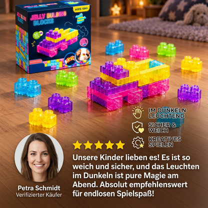 Im Dunkeln leuchtende Squishy-Gelee-Bausteine für Kinder – Sicher & weich