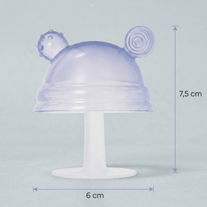 Baby-Beißring in Pilzform aus Silikon für kleine Hände