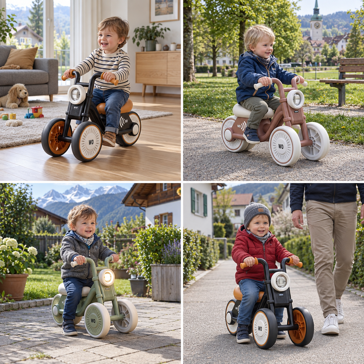 Stylisches Kinder Dreirad mit Reifen Lautlos Technologie und Licht