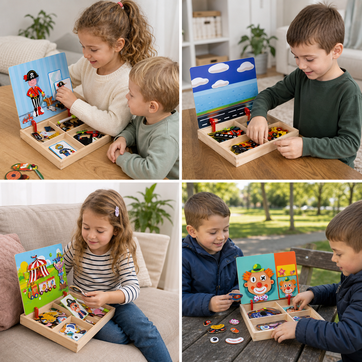 Magnetisches Holz-Anzieh- und Zuordnungsspiel – Kreatives Lernspielzeug