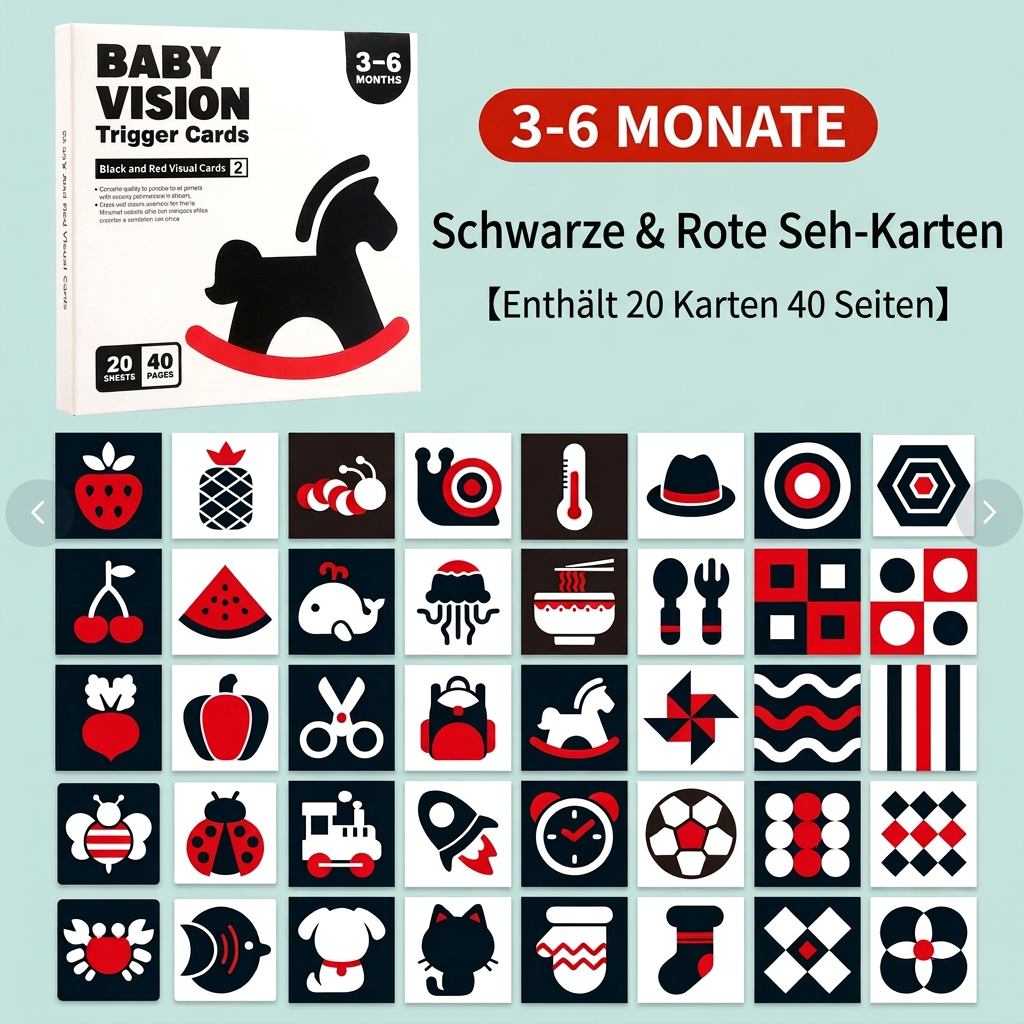 Montessori Lernkarten für Babys – Visuelle Stimulation, Farberkennung & Sortierset