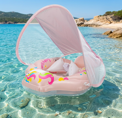 Aufblasbarer Baby-Schwimmring mit Sonnendach – Sicherer Pool-Sitz für Babys