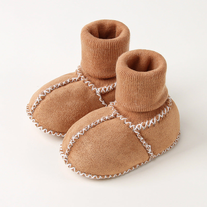 Gefütterte Baby Winter Socken Schuhe in Wildleder Optik