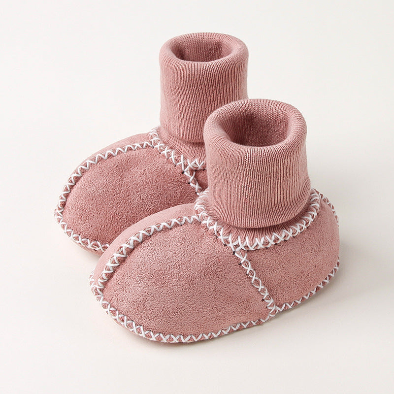 Gefütterte Baby Winter Socken Schuhe in Wildleder Optik