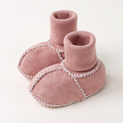 Gefütterte Baby Winter Socken Schuhe in Wildleder Optik