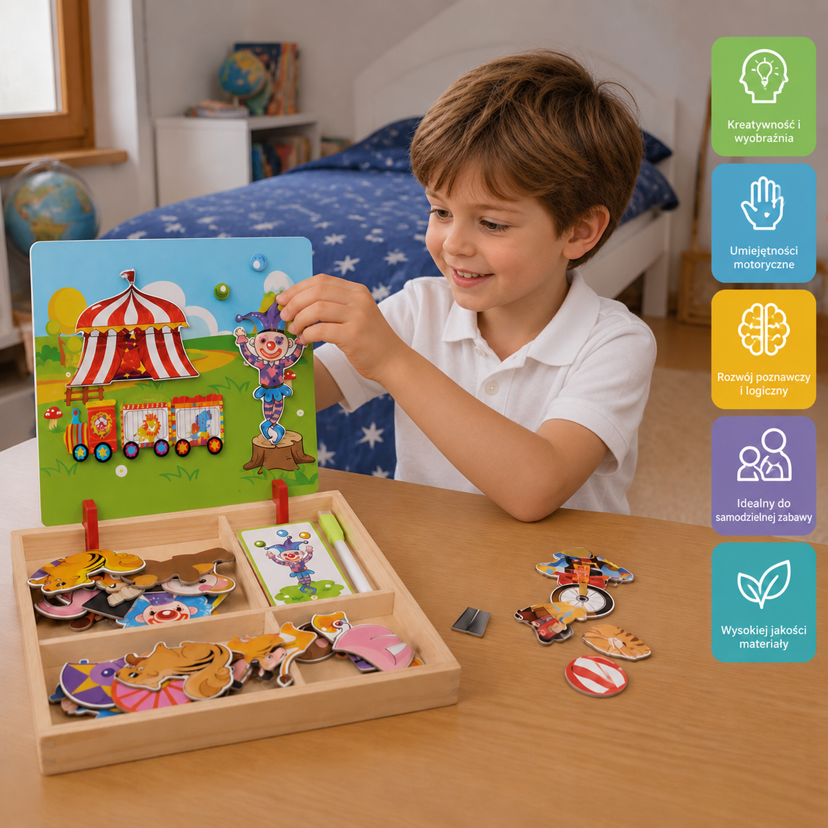 Magnetisches Holz-Anzieh- und Zuordnungsspiel – Kreatives Lernspielzeug