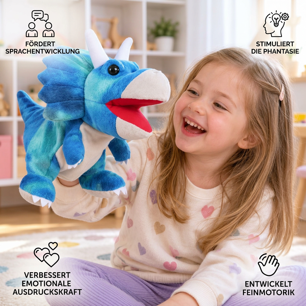 Lustige Dinosaurier-Plüsch-Handpuppe