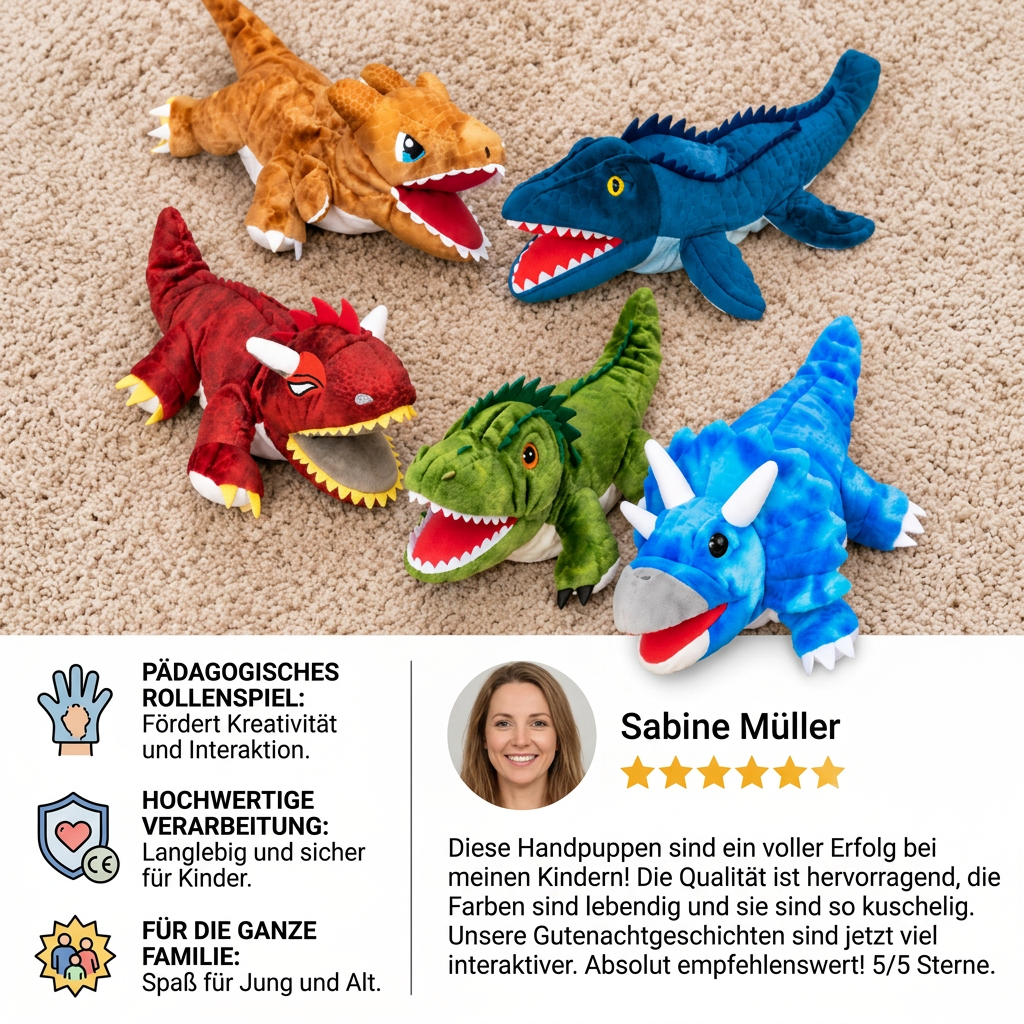 Lustige Dinosaurier-Plüsch-Handpuppe