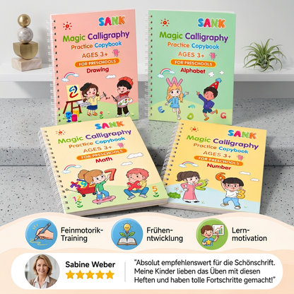 Magisches wiederverwendbares Schreibübungsheft-Set mit Rillen & verschwindender Tinte