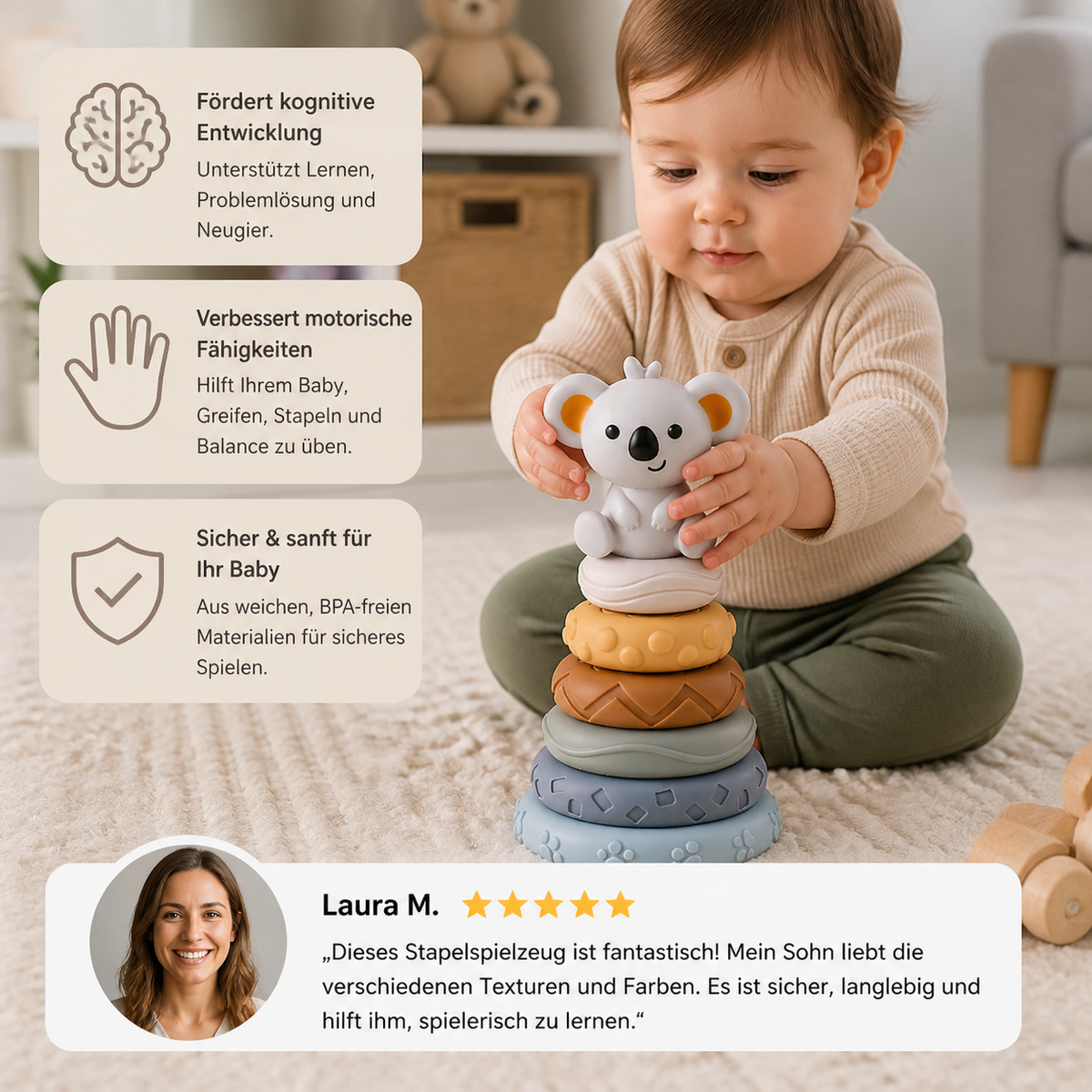 Sensorische Stapelbausteine für Babys