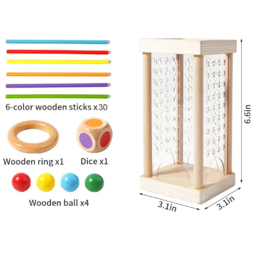 Pädagogisches 3in1 Holz Kugel und Stöckchen Geschicklichkeits Spiel