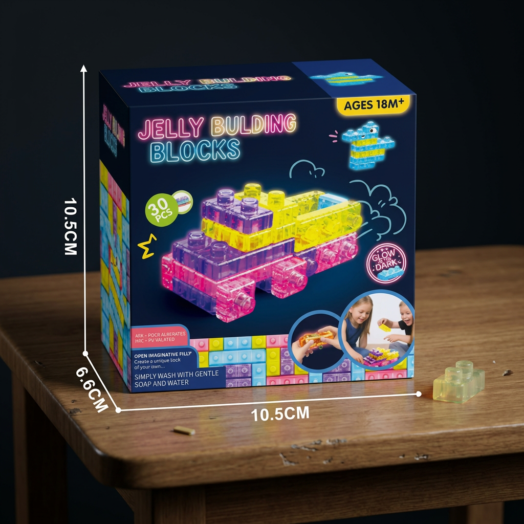 Im Dunkeln leuchtende Squishy-Gelee-Bausteine für Kinder – Sicher & weich