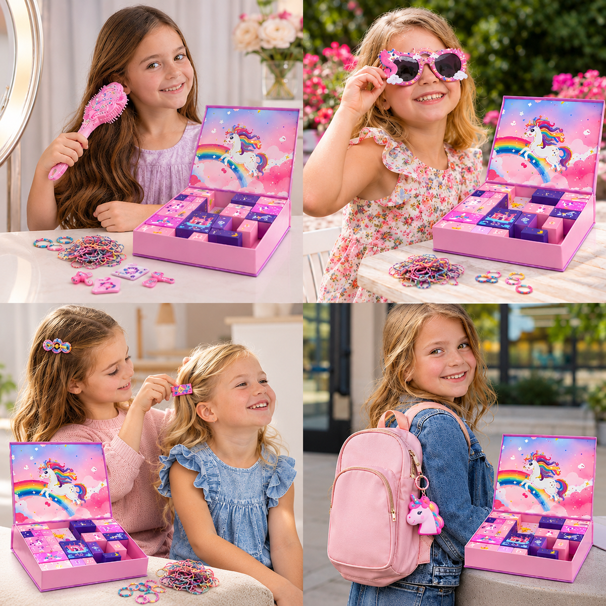24-Tage-Einhorn-Adventskalender mit Haaraccessoires, Stickern & Überraschungsgeschenken